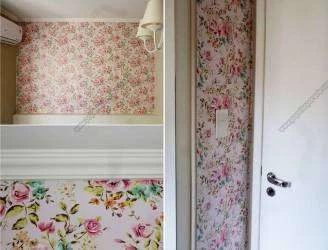 Papel de parede floral vintage rose07