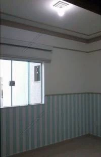 Papel meia parede listrado, branco e verde 628-1046
