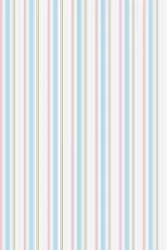 Papel meia parede listrado bege, azul, branco, cinza e rosa