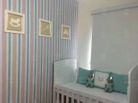 Papel de parede listrado bege branco e verde claro 631-1153
