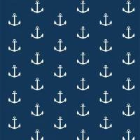 Papel de parede fundo azul marinho e ancoras branco 700-1158