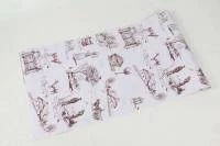 Papel de parede toile de jouy vermelho terra e branco 704-1165
