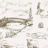 Papel de parede toile de jouy branco e marrom 706-1173