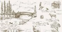 Papel de parede toile de jouy branco e marrom 706-1175
