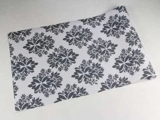 Papel de parede damask cinza e branco