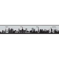 Faixa decorativa cidades em tons de cinza e preto 740-1309