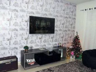 Papel de parede toile de jouy branco e preto