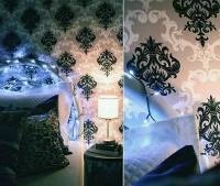 Papel de parede damask branco cinza e preto 717-1441