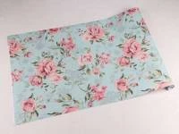 Papel de parede floral rosas e azul 802-1464