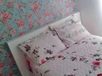Papel de parede floral rosas e azul 802-1466