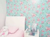 Papel de parede floral rosas e azul 802-1468