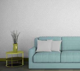 Papel de parede chevron branco e cinza