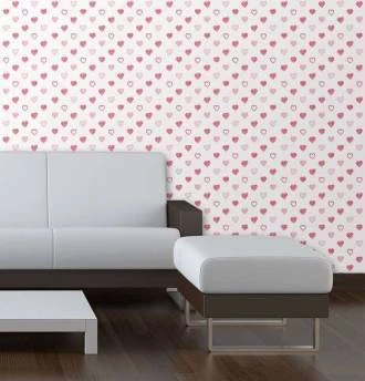Papel de parede corações rabiscados vermelho