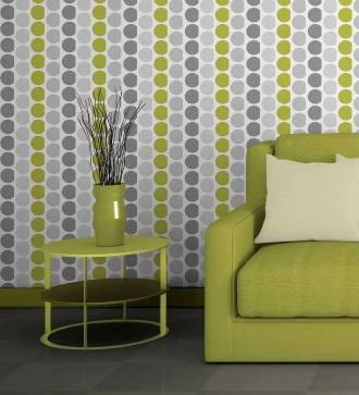 Papel de parede moderno cinza e verde lima