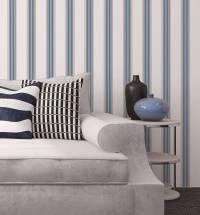 Papel de parede listrado branco bege azul marinho 632-1544