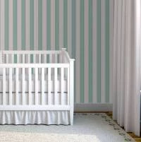 Papel de parede listrado branco e verde 468-1548