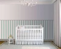 Papel meia parede listrado, branco e verde 628-1549