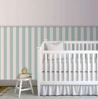 Papel meia parede listrado, branco e verde 628-1550