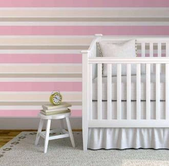 Papel de parede listrado bege branco creme e rosa