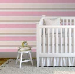 Papel de parede listrado bege branco creme e rosa