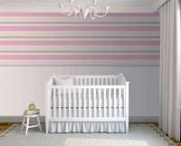 Papel meia parede listrado bege, branco, creme e rosa 819-1558
