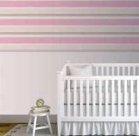 Papel meia parede listrado bege, branco, creme e rosa 819-1559