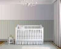 Papel meia parede listrado, bege, creme e verde 639-1574