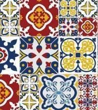 Ladrilho Hidráulico azul, vermelho e amarelo 834-1578