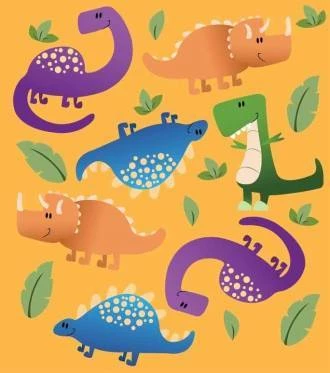 Papel de parede infantil Dinossauros laranja