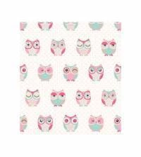 Papel de parede corujinhas kawaii branco e rosa 867-1646