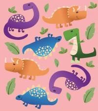 Papel de parede infantil Dinossauros Rosa