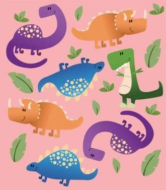 Papel de parede infantil Dinossauros Rosa