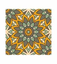 Papel de parede mandala floral em cinza e amarelo 876-1656