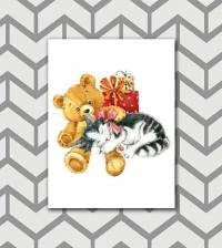 Quadro de ursinho e gatinho