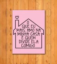 Quadro rosa eu amo minha familia