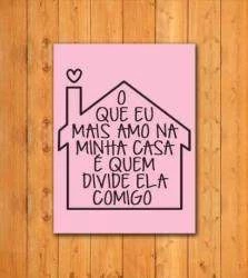 Quadro rosa eu amo minha familia