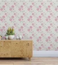 Papel de parede floral branco rosa delicado 1047-1960