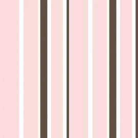 Papel meia parede listrado rosa branco e marrom