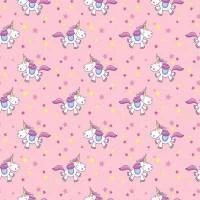 Papel de parede rosa com unicórnios 1079-2015