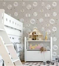 Papel de parede em tons claros com bichinhos 605-2058