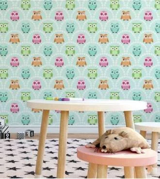 Papel de parede coruja com cores variadas