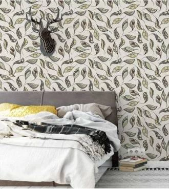 Papel de parede folhas desenhadas