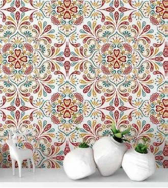Papel de parede azulejo em tons amarelo