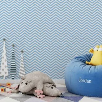 Papel de parede Chevron Azul Bebe e Branco