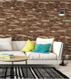 Papel de parede canjiquinha com pedras marrom e bege