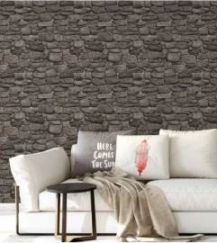 Papel de parede canjiquinha com pedras arredondadas chumbo