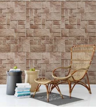 Papel de parede canjiquinha com formas de pedra Marrom claro