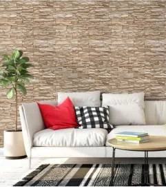Papel de parede estilo pedra canjiquinha café com leite
