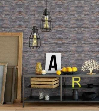 Papel de parede estilo pedra cinzas e marrom