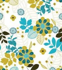 Papel de parede retro floral verde 10-2160